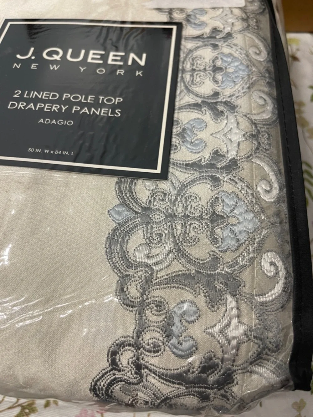J. Queen New York Adagio 2 Lined Pole Top Drapery Panels 50x84" Set - Picture 3 of 4